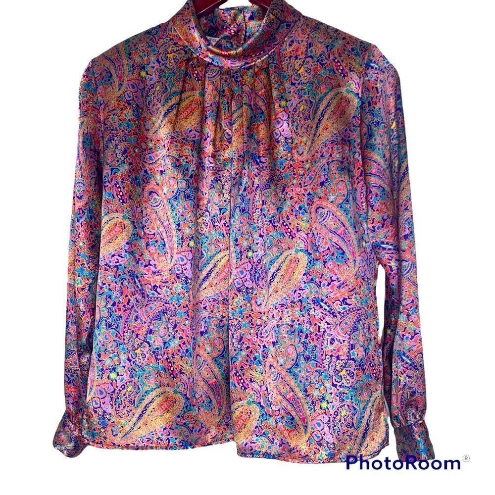 Eva Laurel Blouse Top Vintage Vibrant Paisley 80’s 1980 1990